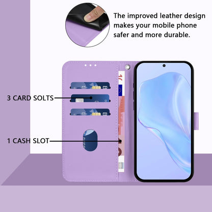 For Motorola Moto G Power 5G 2024 Skin Feel Solid Color Leather Phone Case with Lanyard(Lavender Purple) - Motorola Cases by buy2fix | Online Shopping UK | buy2fix