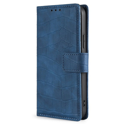 For iPhone 16 Skin Feel Crocodile Magnetic Clasp Leather Phone Case(Blue) - iPhone 16 Cases by buy2fix | Online Shopping UK | buy2fix