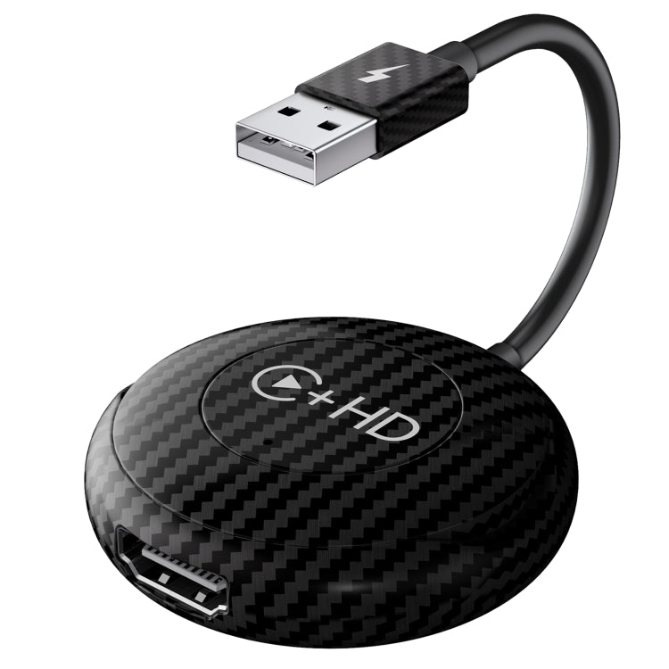 USB and HDMI Wired to Wireless CarPlay Auto Adapter, Specification:Round(Carbon Fiber) - Bluetooth Adapters by buy2fix | Online Shopping UK | buy2fix