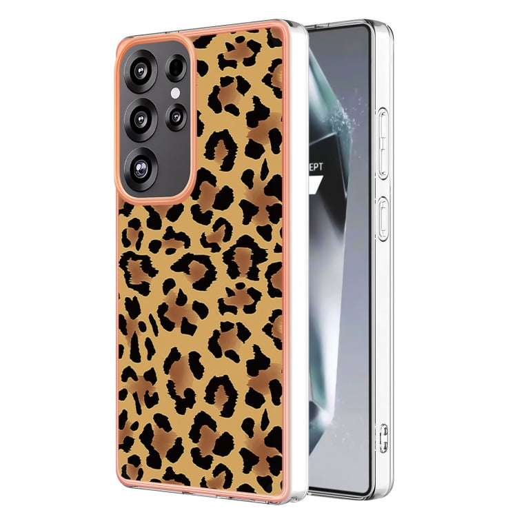 For Samsung Galaxy S25 Ultra 5G Electroplating Marble Dual-side IMD Phone Case(Leopard Print) - Galaxy S25 Ultra 5G Cases by buy2fix | Online Shopping UK | buy2fix