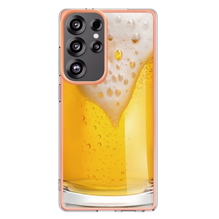 For Samsung Galaxy S25 Ultra 5G Electroplating Marble Dual-side IMD Phone Case(Draft Beer) - Galaxy S25 Ultra 5G Cases by buy2fix | Online Shopping UK | buy2fix