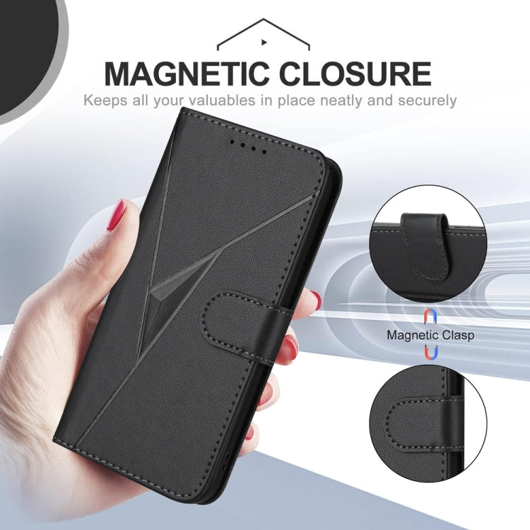 For Samsung Galaxy S25+ 5G Triangle Pattern Buckle Clasp Leather Phone Case(Black) - Galaxy S25+ 5G Cases by buy2fix | Online Shopping UK | buy2fix