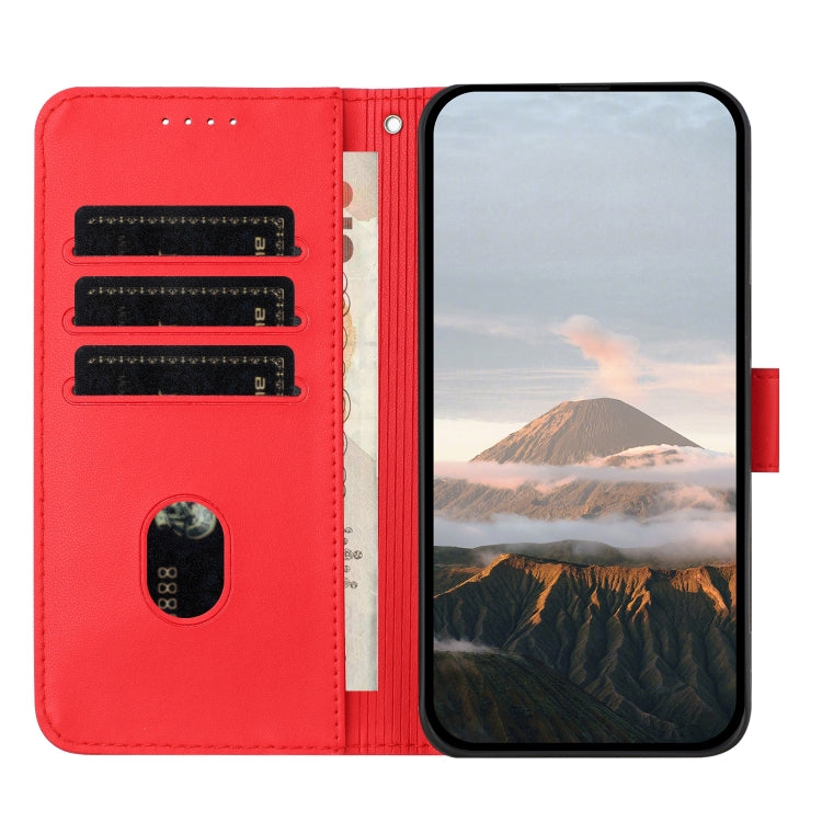 For OnePlus 12 Triangle Pattern Buckle Clasp Leather Phone Case(Red) - OnePlus Cases by buy2fix | Online Shopping UK | buy2fix