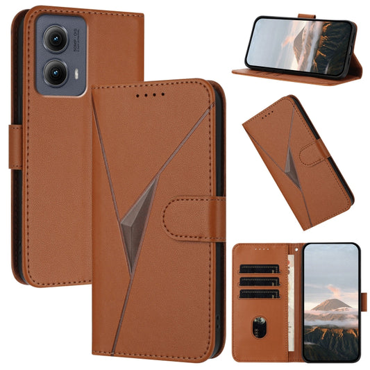 For Motorola Edge 5G 2024 Triangle Pattern Buckle Clasp Leather Phone Case(Brown) - Motorola Cases by buy2fix | Online Shopping UK | buy2fix