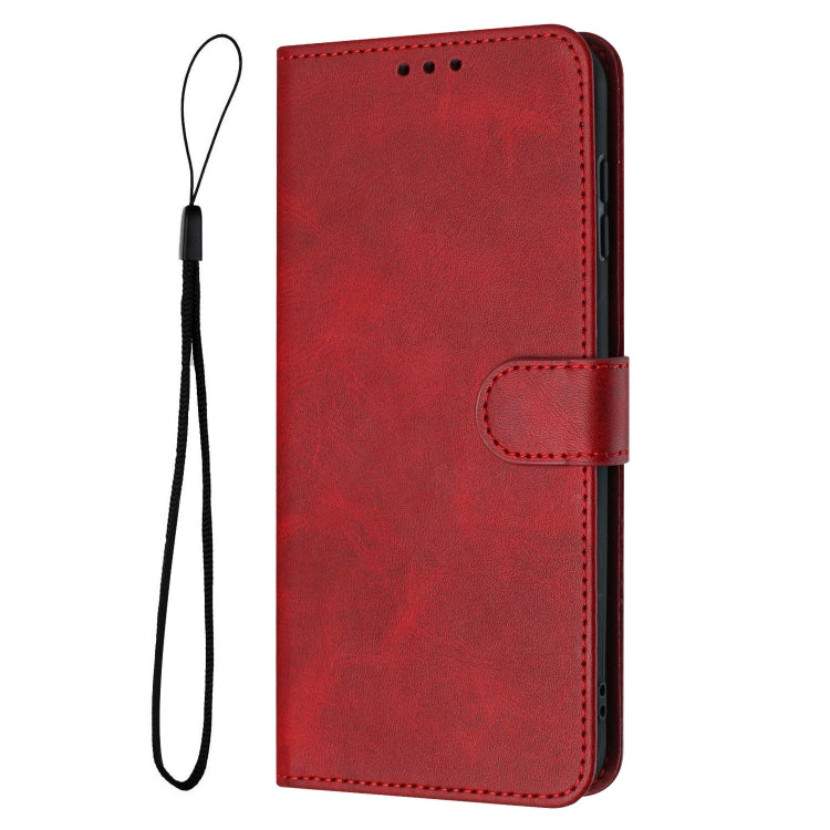 For Samsung Galaxy S25 / S24 5G Solid Calf Texture Flip Leather Phone Case(Red) - Galaxy S25 5G Cases by buy2fix | Online Shopping UK | buy2fix