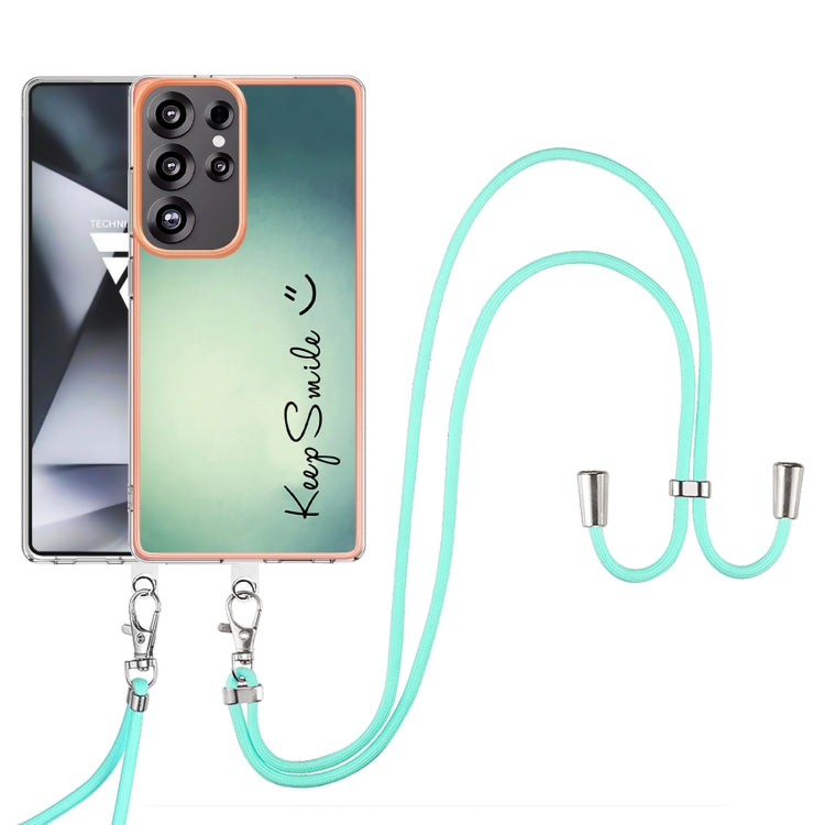 For Samsung Galaxy S25 Ultra 5G Electroplating Dual-side IMD Phone Case with Lanyard(Smile) - Galaxy S25 Ultra 5G Cases by buy2fix | Online Shopping UK | buy2fix