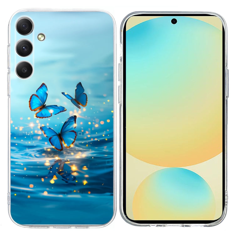 For Samsung Galaxy S25 FE 5G Colorful Painting Pattern TPU Phone Case(Blue Butterflies) - Galaxy Phone Cases by buy2fix | Online Shopping UK | buy2fix