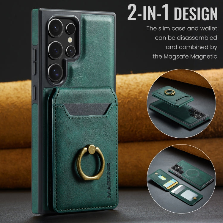 For Samsung Galaxy S24 Ultra 5G DG.MING K1 MagSafe Detachable Wallet RFID Back Cover Phone Case(Green) - Galaxy S24 Ultra 5G Cases by DG.MING | Online Shopping UK | buy2fix