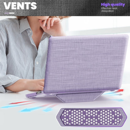 For MacBook Pro 16.2 inch A2991 / A2485 Fabric Magnetic Holder Laptop Protective Case(Purple) - MacBook Pro Cases by buy2fix | Online Shopping UK | buy2fix