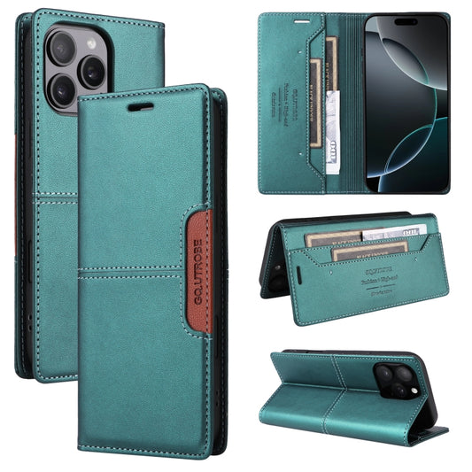 For iPhone 16 Pro GQUTROBE G01 RFID Anti-theft Leather Phone Case(Green) - iPhone 16 Pro Cases by GQUTROBE | Online Shopping UK | buy2fix