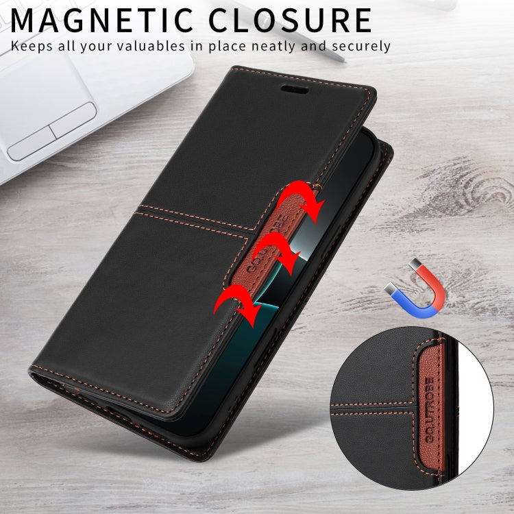 For iPhone 16 Plus GQUTROBE G01 RFID Anti-theft Leather Phone Case(Black) - iPhone 16 Plus Cases by GQUTROBE | Online Shopping UK | buy2fix