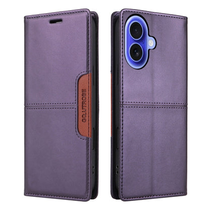 For iPhone 16 Plus GQUTROBE G01 RFID Anti-theft Leather Phone Case(Purple) - iPhone 16 Plus Cases by GQUTROBE | Online Shopping UK | buy2fix