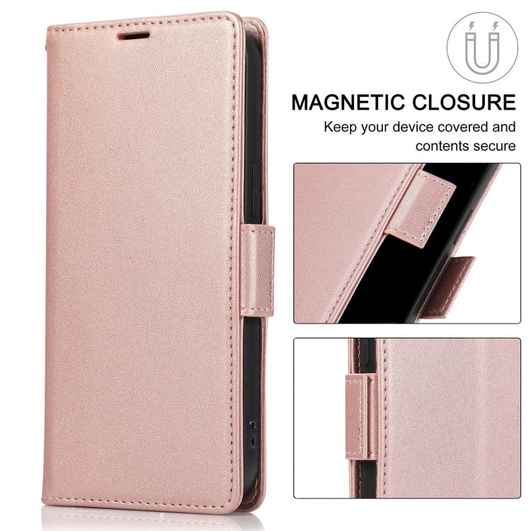 For Samsung Galaxy S25 / S24 5G Side Buckle RFID Anti-theft Leather Phone Case(Rose Gold) - Galaxy S25 5G Cases by buy2fix | Online Shopping UK | buy2fix