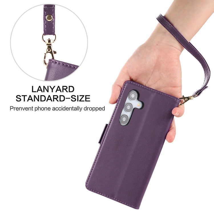 For Samsung Galaxy S25 / S24 5G Side Buckle RFID Anti-theft Leather Phone Case(Dark Purple) - Galaxy S25 5G Cases by buy2fix | Online Shopping UK | buy2fix