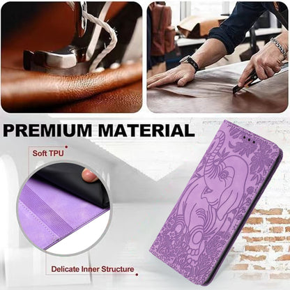 For Samsung Galaxy S25+ 5G Retro Elephant Embossed Leather Phone Case(Purple) - Galaxy S25+ 5G Cases by buy2fix | Online Shopping UK | buy2fix