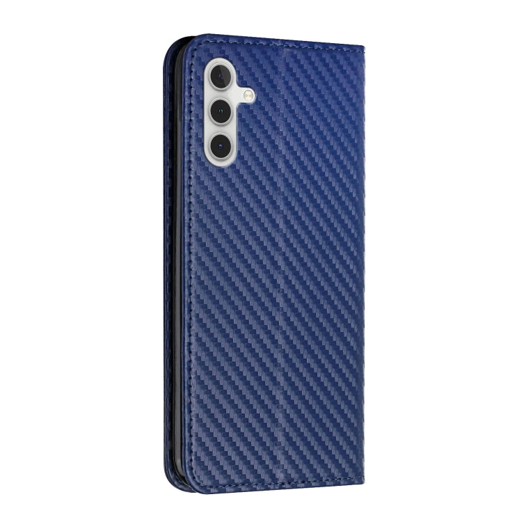 For Samsung Galaxy S25+ 5G Carbon Fiber Texture Magnetic Flip Leather Phone Case(Blue) - Galaxy S25+ 5G Cases by buy2fix | Online Shopping UK | buy2fix