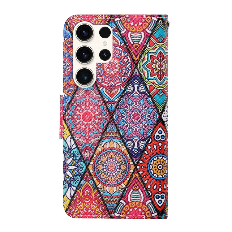 For Samsung Galaxy S25 Ultra 5G Colored Drawing Pattern Leather Phone Case(Diamond Totem) - Galaxy S25 Ultra 5G Cases by buy2fix | Online Shopping UK | buy2fix