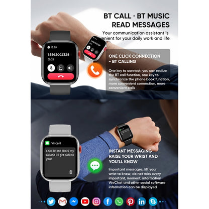 LC88 2 inch Square Screen BT Call Smart Watch, Heart Rate / Blood Pressure / Blood Oxygen / Sleep Monitoring(Black) - Smart Wristbands by buy2fix | Online Shopping UK | buy2fix