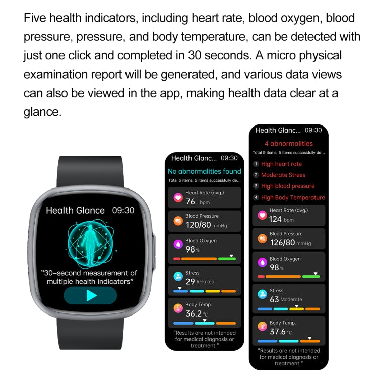 ET593 1.75 inch IPS Square Screen Smart Watch, ECG Electrocardiogram / Blood Sugar Monitoring(Black) - Smart Watches by buy2fix | Online Shopping UK | buy2fix