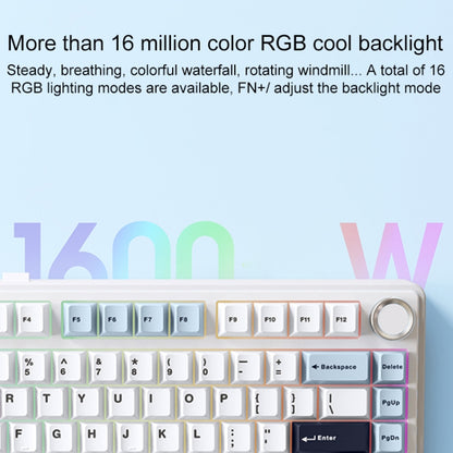 AULA F75 80 Keys Wired/2.4G/Bluetooth Three Model Customized RGB Mechanical Keyboard(White Blue Purple) - Wireless Keyboard by AULA | Online Shopping UK | buy2fix