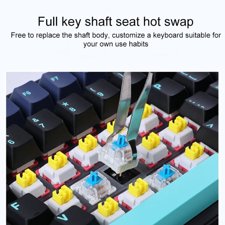 AULA F87 Pro 87 Keys Wired/2.4G/Bluetooth Three Model Customized RGB Mechanical Keyboard(Space Golden Shaft) - Wireless Keyboard by AULA | Online Shopping UK | buy2fix