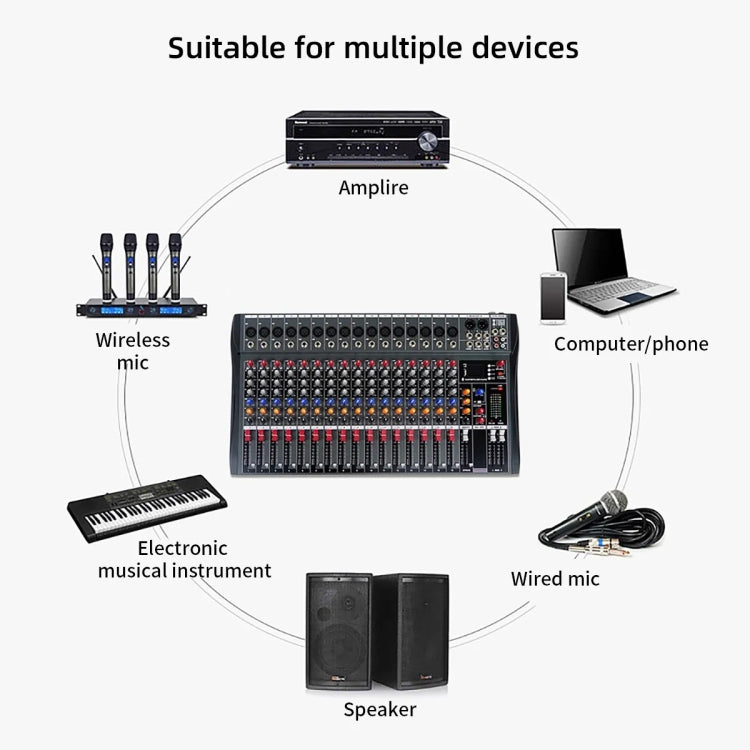 XTUGA CT160X 16-Channels Audio Mixer DJ Mixing Console with 48V Power Supply(US Plug) - Live Sound Effects Processors by XTUGA | Online Shopping UK | buy2fix