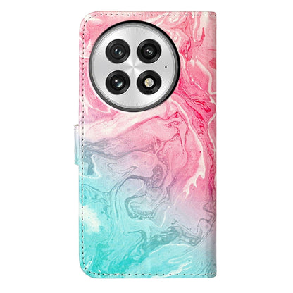 For OnePlus 13 Colored Drawing Marble Pattern Leather Phone Case(Pink Green Marble) - OnePlus Cases by buy2fix | Online Shopping UK | buy2fix