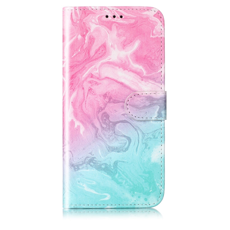 For Samsung Galaxy S25 5G Colored Drawing Marble Pattern Leather Phone Case(Pink Green Marble) - Galaxy S25 5G Cases by buy2fix | Online Shopping UK | buy2fix