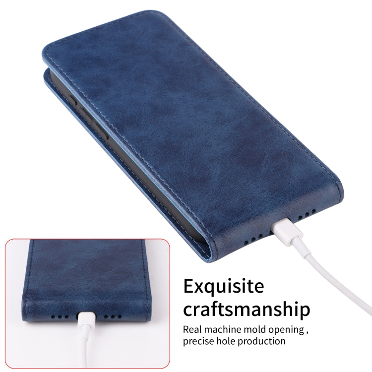 For OnePlus 13 Magnetic Vertical Flip Leather Phone Case(Blue) - OnePlus Cases by buy2fix | Online Shopping UK | buy2fix