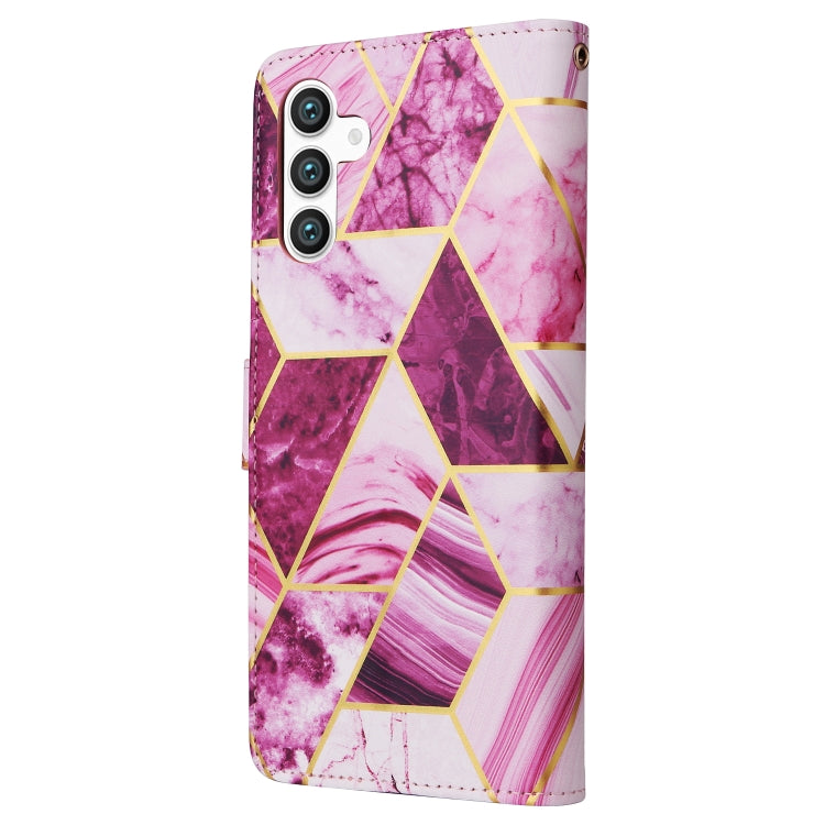 For Samsung Galaxy S25 5G Marble Bronzing Stitching Leather Phone Case(Purple) - Galaxy S25 5G Cases by buy2fix | Online Shopping UK | buy2fix