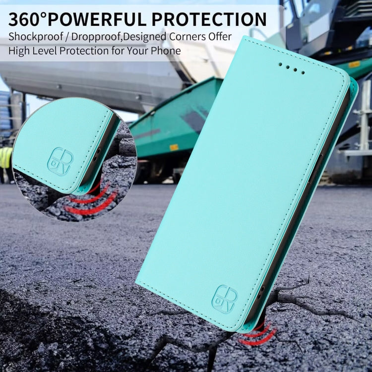 For Samsung Galaxy S25 Ultra 5G RC01 Dual-Folded Magnetic Suction RFID Leather Phone Case(Mint Green) - Galaxy S25 Ultra 5G Cases by buy2fix | Online Shopping UK | buy2fix