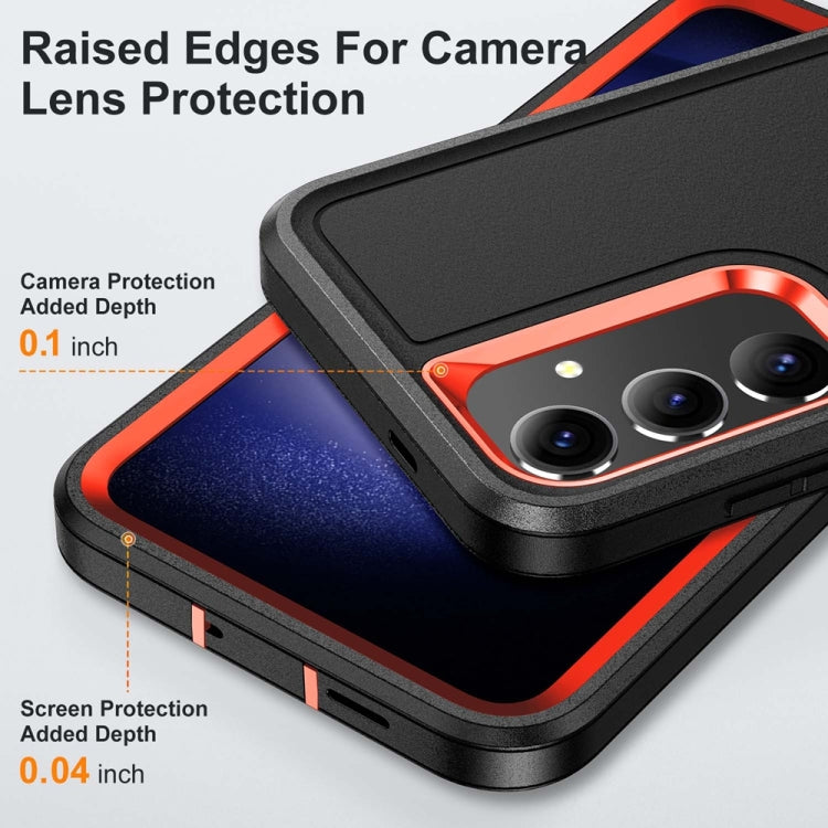 For Samsung Galaxy S24+ / S25+ 5G Rugged PC Hybrid Silicone Phone Case with Holder(Black+Orange) - Galaxy S25+ 5G Cases by buy2fix | Online Shopping UK | buy2fix