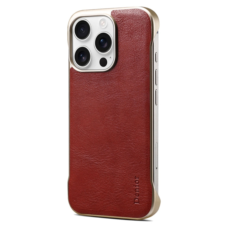 For iPhone 16 Pro Denior MagSafe Genuine Leather Calf Texture  Phone Case(Red) - iPhone 16 Pro Cases by Denior | Online Shopping UK | buy2fix