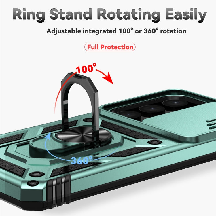For Samsung Galaxy S25+ 5G Sliding Camshield Holder Phone Case(Green) - Galaxy S25+ 5G Cases by buy2fix | Online Shopping UK | buy2fix