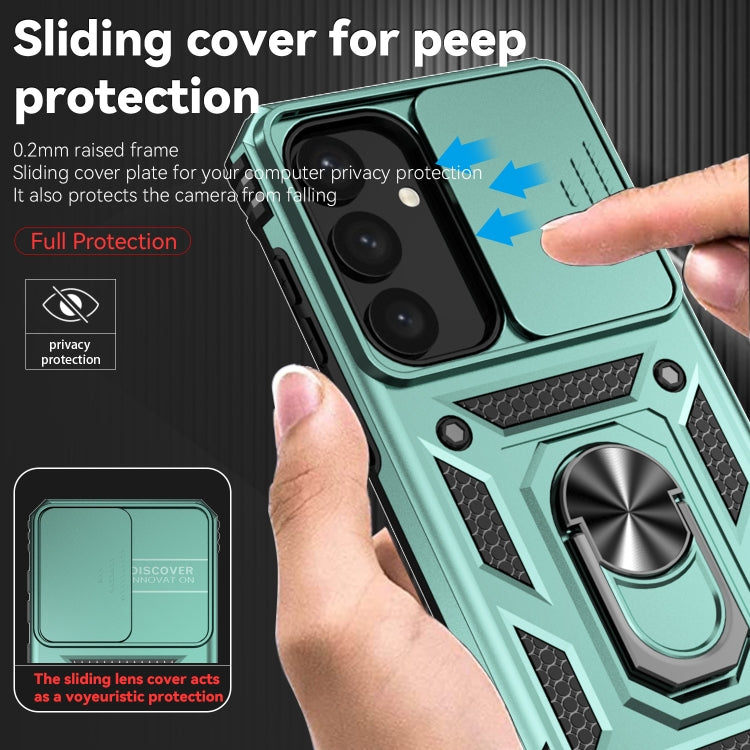 For Samsung Galaxy S25+ 5G Sliding Camshield Holder Phone Case(Green) - Galaxy S25+ 5G Cases by buy2fix | Online Shopping UK | buy2fix