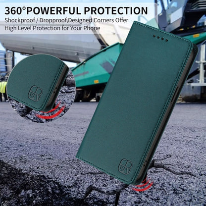 For OnePlus 11 RC01 Dual-Folded Magnetic Suction RFID Leather Phone Case(Dark Green) - OnePlus Cases by buy2fix | Online Shopping UK | buy2fix