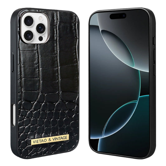 For iPhone 16 Pro VIETAO Alligator Texture PU Phone Case(Black) - iPhone 16 Pro Cases by VIETAO | Online Shopping UK | buy2fix