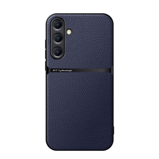 For Samsung Galaxy S25+ 5G Litchi Leather Magnetic Full Coverage Shockproof Phone Case(Navy Blue) - Galaxy S25+ 5G Cases by buy2fix | Online Shopping UK | buy2fix