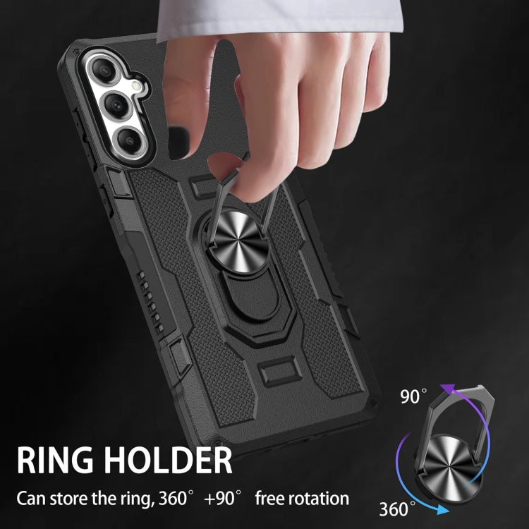 For Samsung Galaxy S25 5G Ring Holder Armor Hybrid Phone Case(Black) - Galaxy S25 5G Cases by buy2fix | Online Shopping UK | buy2fix