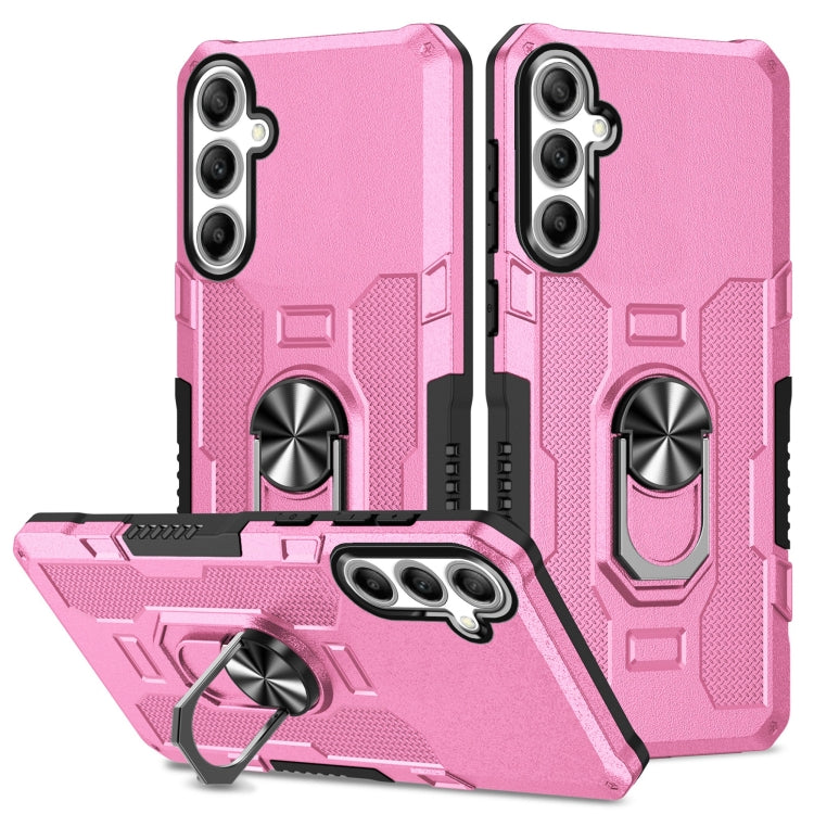 For Samsung Galaxy S25 5G Ring Holder Armor Hybrid Phone Case(Pink) - Galaxy S25 5G Cases by buy2fix | Online Shopping UK | buy2fix