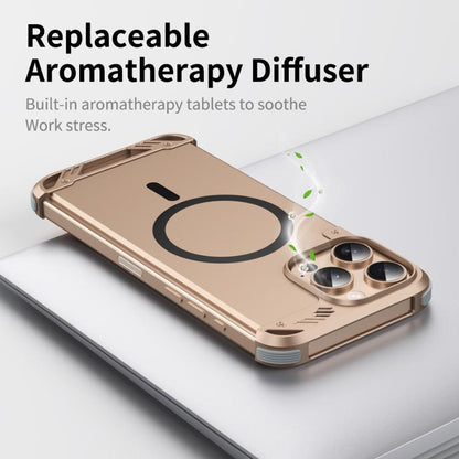 For iPhone 16 R-JUST RJ63 Frameless Aroma Mecha MagSafe Phone Case(Desert Gold) - iPhone 16 Cases by R-JUST | Online Shopping UK | buy2fix