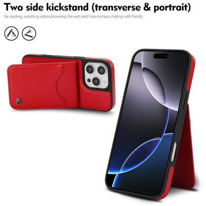 For iPhone 16 Pro AwQuer Vertical Flip Card Bag Holder Leather Phone Case(Red) - iPhone 16 Pro Cases by Awquer | Online Shopping UK | buy2fix