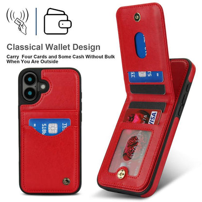 For iPhone 16 AwQuer Vertical Flip Card Bag Holder Leather Phone Case(Red) - iPhone 16 Cases by Awquer | Online Shopping UK | buy2fix