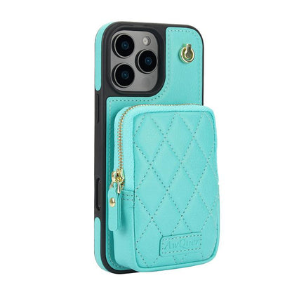 For iPhone 16 Pro Max AwQuer Crossbody Zipper Wallet Bag Litchi Leather Phone Case(Mint Green) - iPhone 16 Pro Max Cases by Awquer | Online Shopping UK | buy2fix