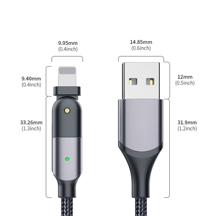 FXCL-WY0G 2.4A USB to 8 Pin 180 Degree Rotating Elbow Charging Cable, Length:1.2m(Grey) - Normal Style Cable by buy2fix | Online Shopping UK | buy2fix