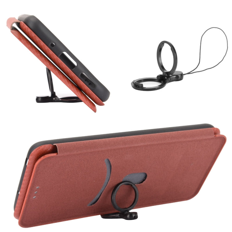 For Doogee X95 Carbon Fiber Texture Horizontal Flip TPU + PC + PU Leather Case with Card Slot & Lanyard(Brown) - More Brand by buy2fix | Online Shopping UK | buy2fix