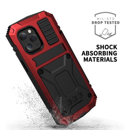 For iPhone 12 Pro Max R-JUST Shockproof Waterproof Dust-proof Metal + Silicone Protective Case with Holder(Red) - iPhone 12 Pro Max Cases by R-JUST | Online Shopping UK | buy2fix