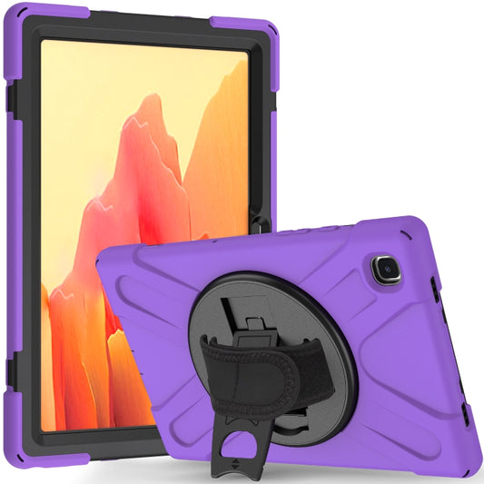 For Samsung Galaxy Tab A7 (2020) T500/T505 360 Degree Rotation PC + Silicone Protective Case with Holder & Hand-strap(Purple) - Other Galaxy Tab PC by buy2fix | Online Shopping UK | buy2fix