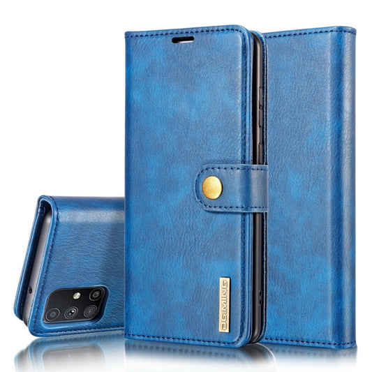 For Samsung Galaxy M51 DG.MING Crazy Horse Texture Flip Detachable Magnetic Leather Case with Holder & Card Slots & Wallet(Blue) - Galaxy Phone Cases by DG.MING | Online Shopping UK | buy2fix