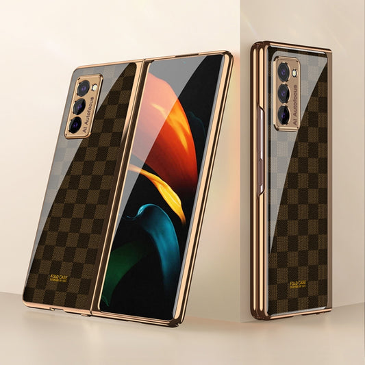 For Samsung Galaxy Z Fold2 GKK Electroplating Painted Glass Case(Chess Brown) - Galaxy Phone Cases by GKK | Online Shopping UK | buy2fix